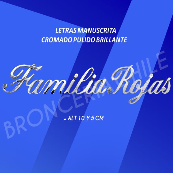 LETRA CROMADA MANUSCRITA 10 Y 5 CMS