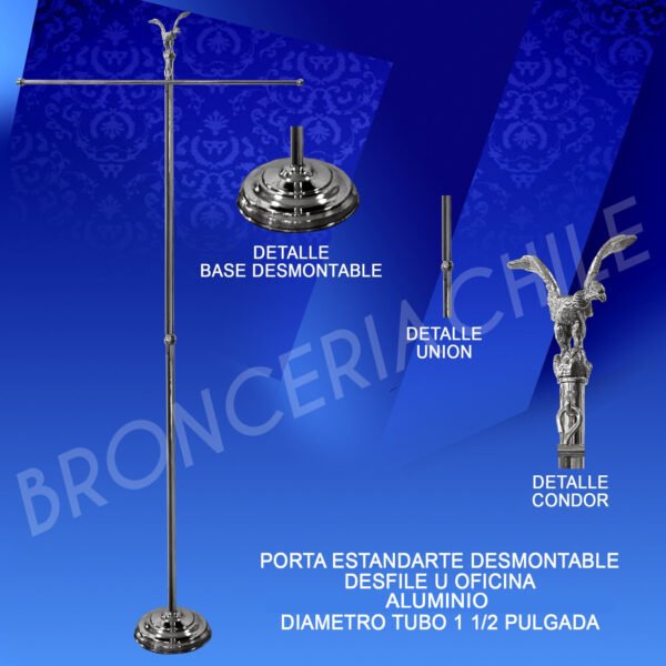 Porta estandarte aluminio pulido brillante