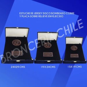 Estuche de jersey disco bombeado cobre y placa sobre relieve