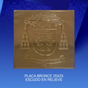Placa especial bronce pulido, Escudo relieve